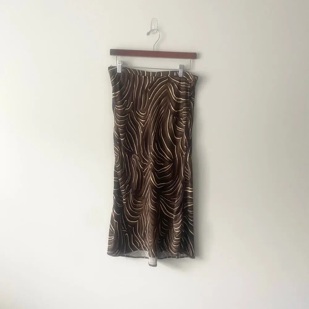 J. McLaughlin Louisa May Skirt Zambria Bias Black Brown Midi‎ Size 8 - Picture 2 of 7